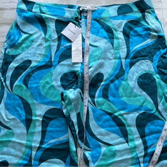 Zara Turquoise Retro Patterned The Safia Flare Pants - Picture 6 of 13